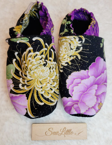 Purple Gold Floral - Size 12 Toddler Slippers