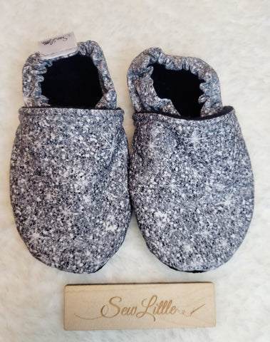 Faux Silver Glitter - Size 6.5 toddler, 12 to 18 month slippers