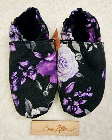 Purple Roses - Size 2 Youth Slippers