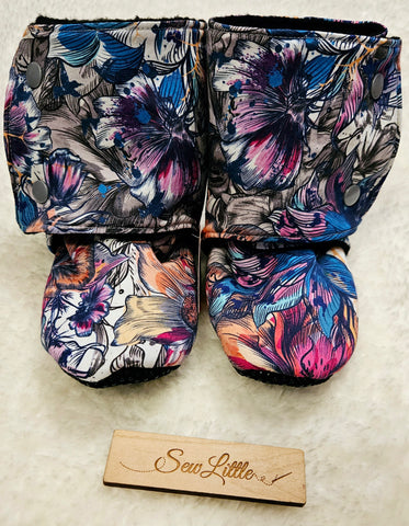 Purple Graffiti Floral - Size 11 Toddler Booties