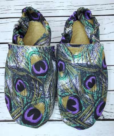 Peacock Feathers - Size 12 Toddler Slippers