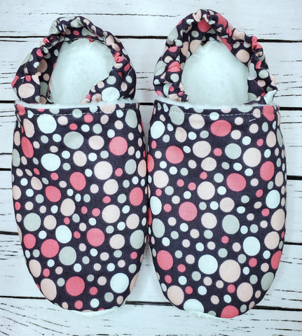 Pink Grey Dot - Size 1 Youth Slippers