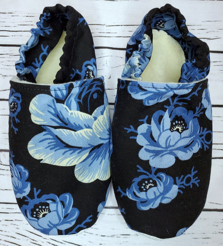 Blue Roses - Size 11 Toddler Slippers