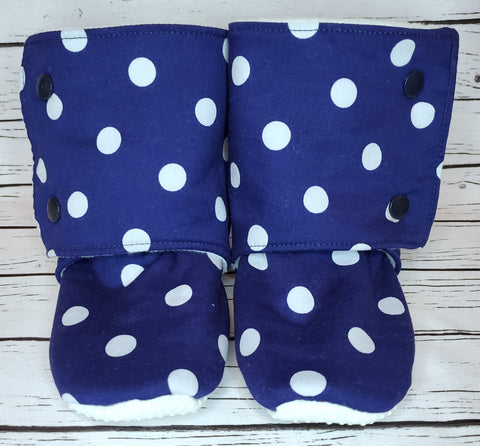 Navy with White Dot - Size 11 Toddler Booties