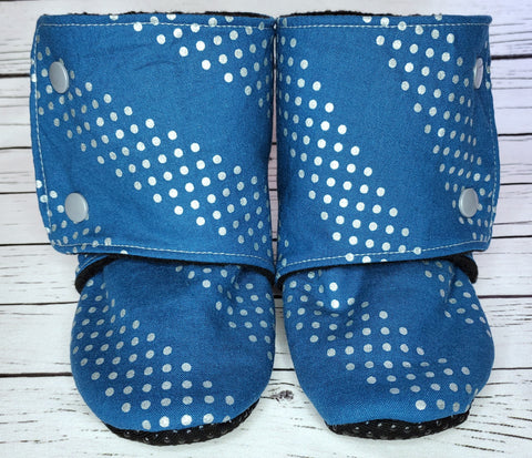 Blue with Silver Dot - Size 9 Toddler Booties