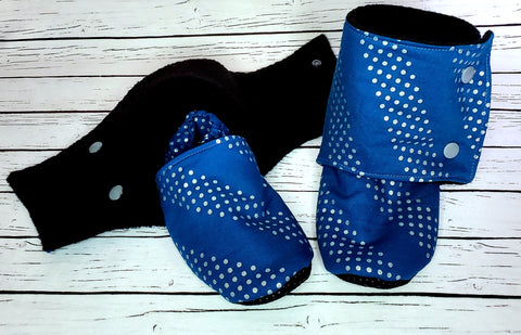 Blue with Silver Dot - Size 12 Toddler Booties