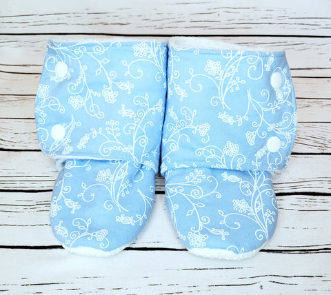 Blue Floral - Size 8 toddler, 18 to 24 month booties