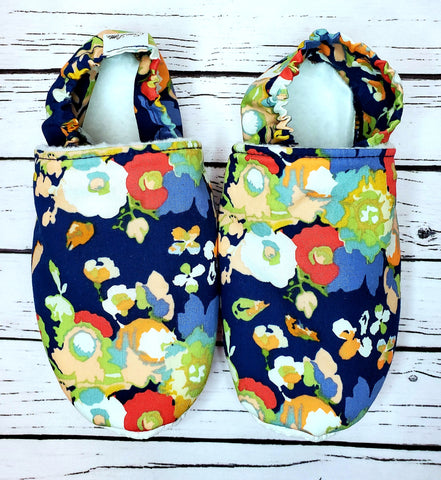 Royal Blue Floral - Size 12 Toddler Slippers