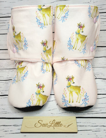 Pink Floral Deer - Size 2 Youth Booties