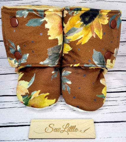 Caramel Sunflower - Size 8 toddler, 18 to 24 month booties