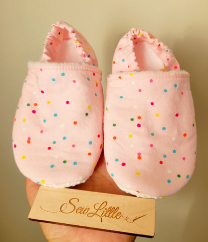Pink Confetti - Size 8 toddler, 18 to 24 month slippers