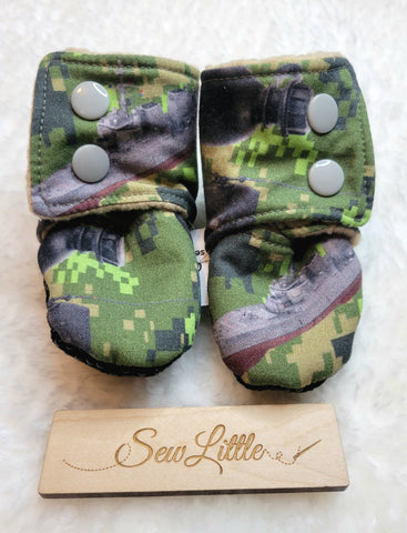 Pixel Camo - Size 1 baby, 0 to 3 month booties