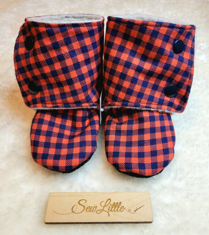 Red Plaid - Size 6.5 toddler, 12 to 18 month booties