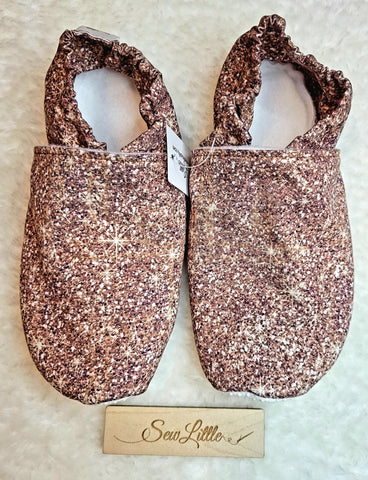 Women’s size 5,  8 2/3 inch slippers - Rose Gold Glitter