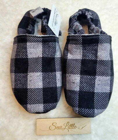Grey Plaid - Size 1 Youth Slippers