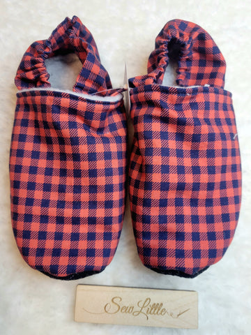 Red Plaid - Size 2 Youth Slippers