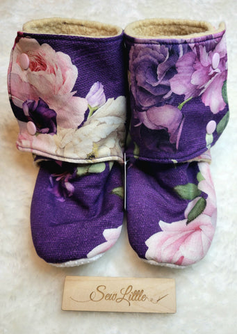 Purple Floral - Size 11 Toddler Booties